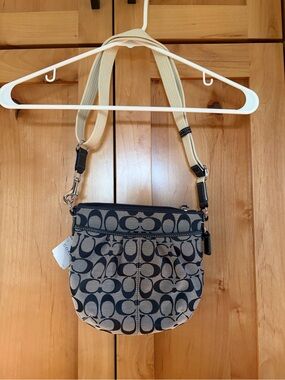 Coach navy blue Crossbody Bag Ashley signature jacquard pleated monogram